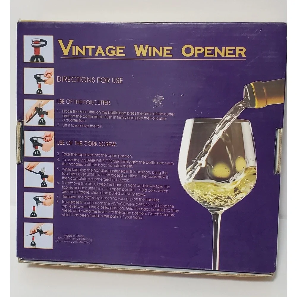 Nantucket Distributing Vintage Wine Opener Lever Corkscrew Set‎ with Foil Cutter